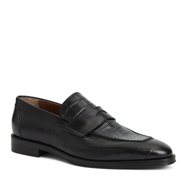 Nathan Penny Loafer Black Croc Bruno Magli