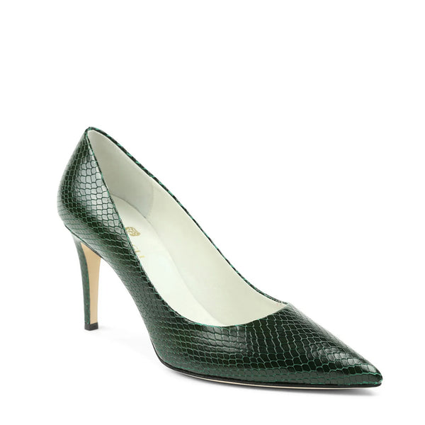 Telma Snake Print Leather Pointed Toe Pump Emerald Bruno Magli