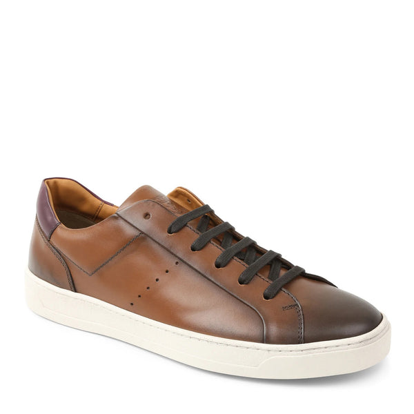 Dante Lace to Toe Leather Sneaker Cognac Bruno Magli