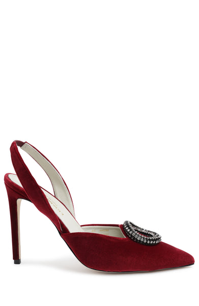 Desiree Embellished Slingback Heel Bordeaux Velvet Bruno Magli