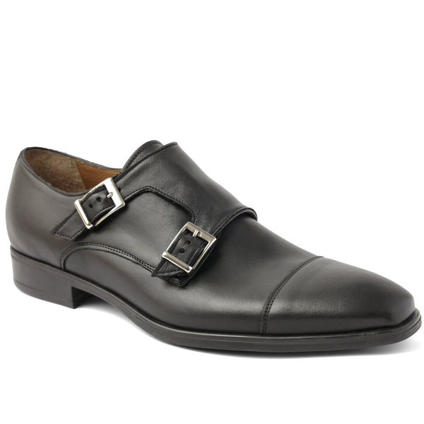 Soldo Tailored Leather Buckle Shoe Black Calf Bruno Magli