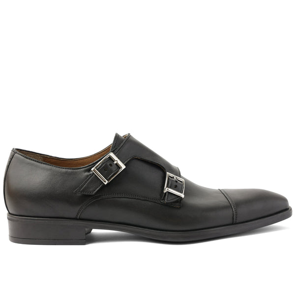 Soldo Tailored Leather Buckle Shoe Black Calf Bruno Magli