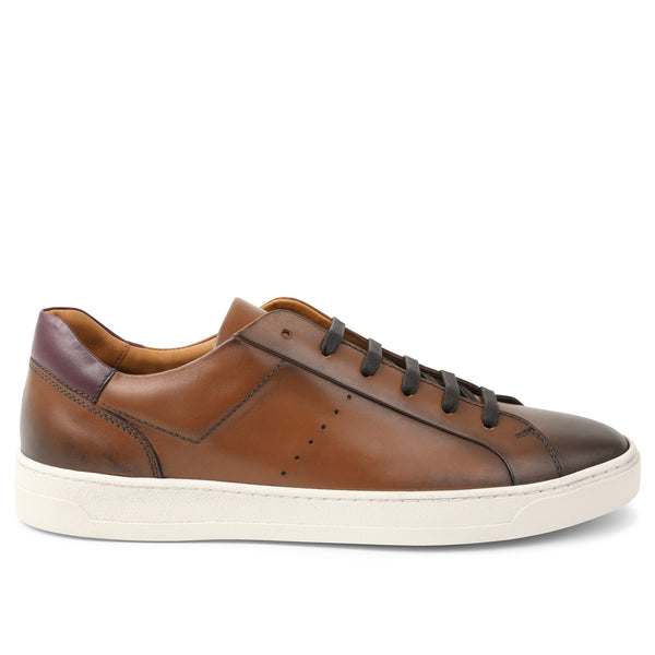 Dante Lace to Toe Leather Sneaker Cognac Bruno Magli