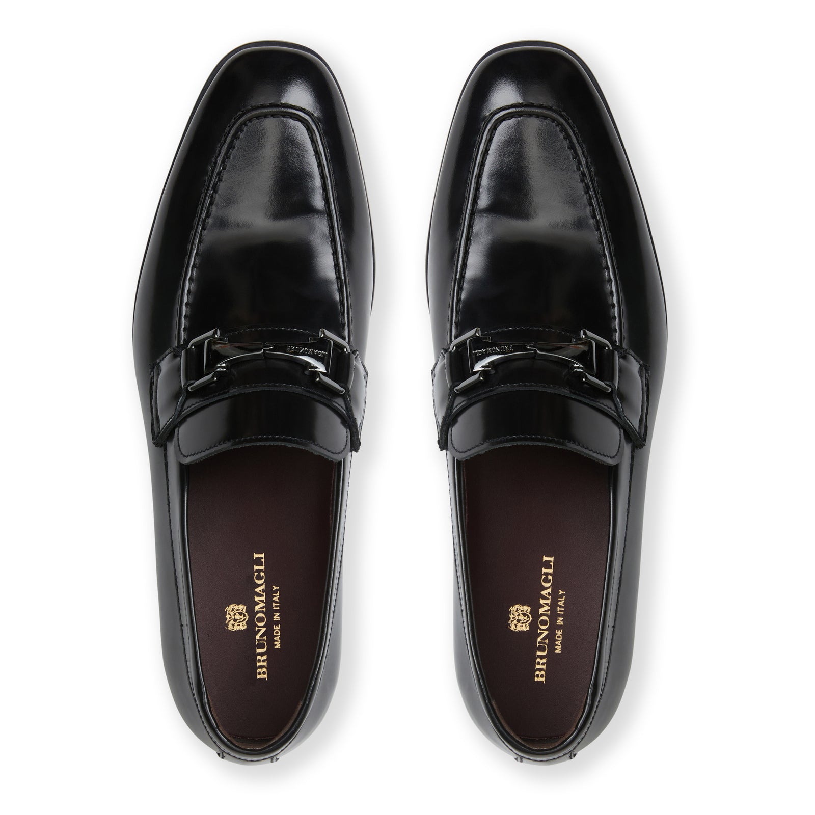 Bruno Magli classic bit loafer with signature hardware, black tubular store moccasin, size 9 1/2 M (American size 9 1/2 D) made in Italy.