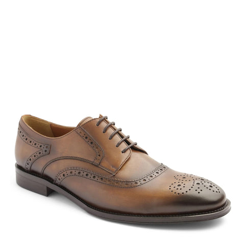 Atillio Wingtip Leather Blucher - Cognac – Bruno Magli