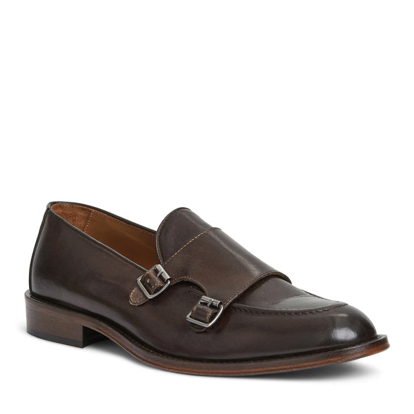 Biagio Double Monk Slip On Loafer Brown Leather Bruno Magli