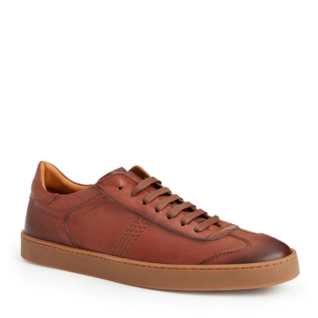 Bono Leather Lace up Sneaker Cognac Bruno Magli