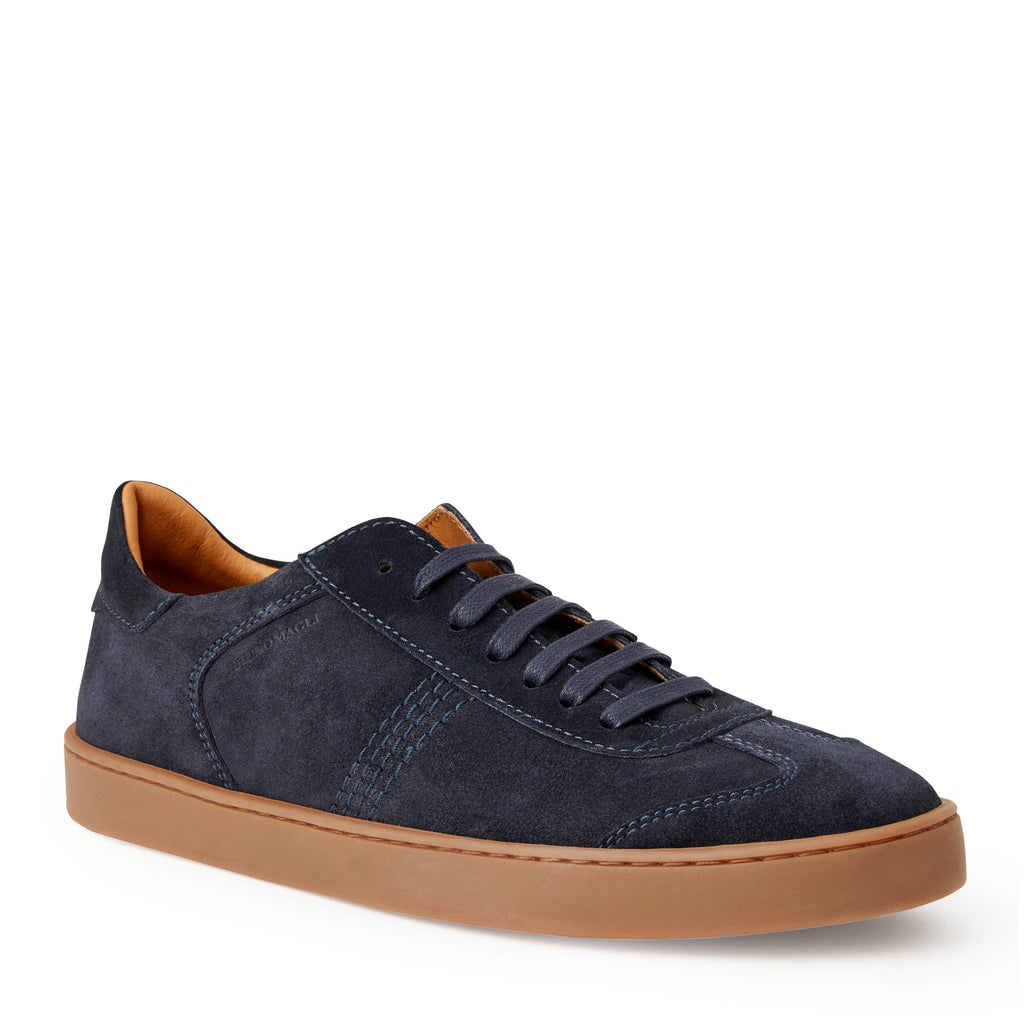 Bono Suede Lace up Sneaker Dark Blue Bruno Magli