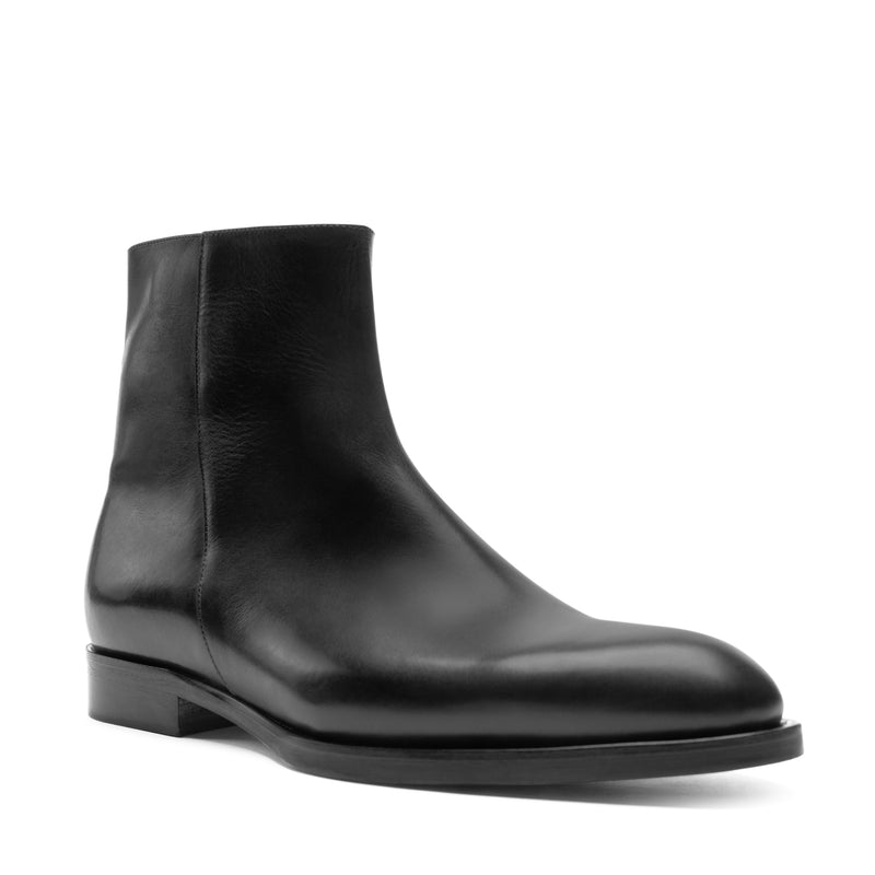 Calvin Side Zip Leather Boot-Black