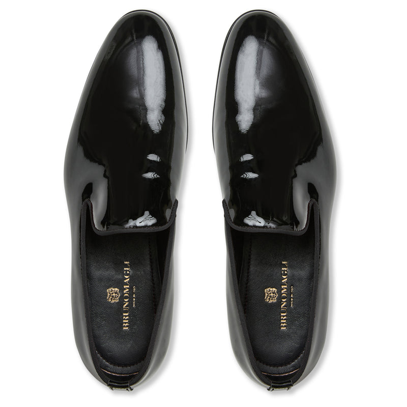 Danilo A-Line Patent Leather Smoking Slipper-Black