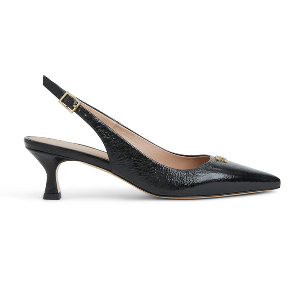 FIONA Slingback pump  BLACK CRINKLE PATENT