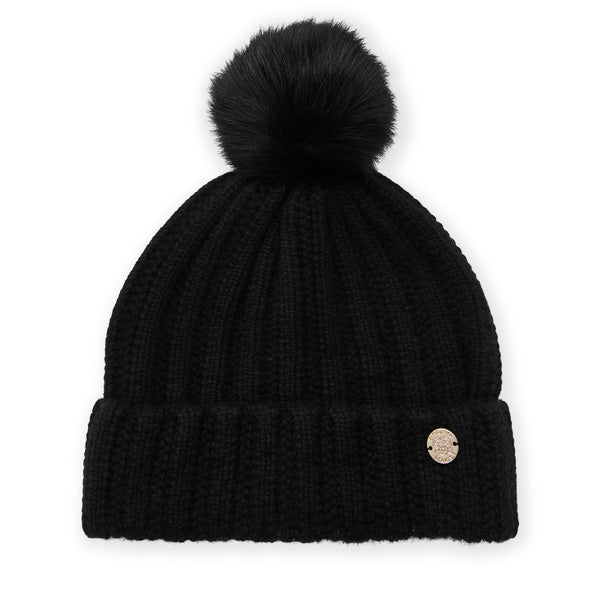 Women's LADDERSTITCH HAT W/ SHEARLING POM Black