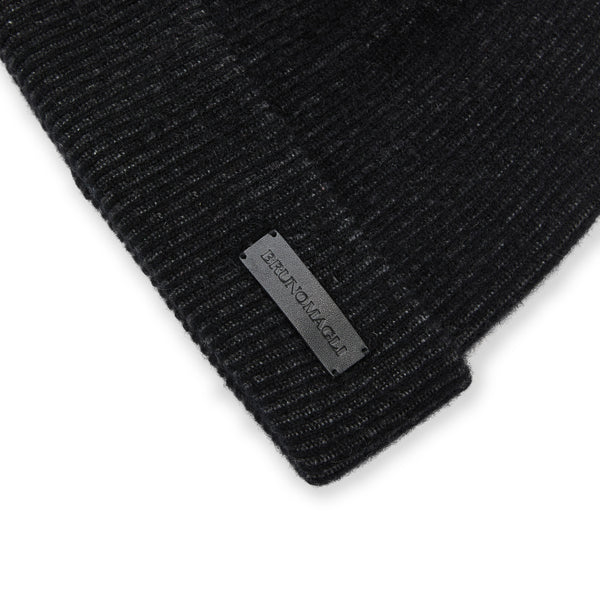 Men's Cashmere 2-tone Ribbed Hat Black