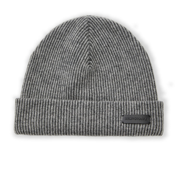 Men's Cashmere 2-tone Ribbed Hat Grey