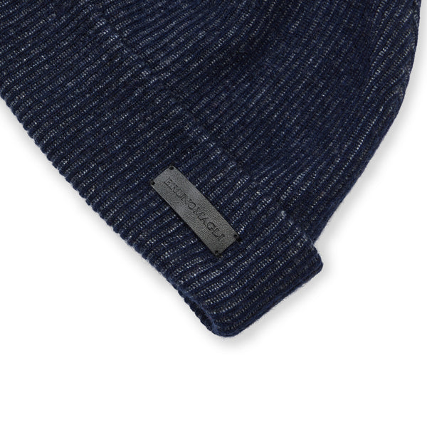 Men's Cashmere 2-tone Ribbed Hat Navy