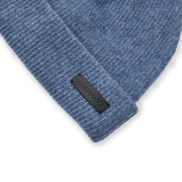 Men's Cashmere 2-tone Ribbed Hat Denim