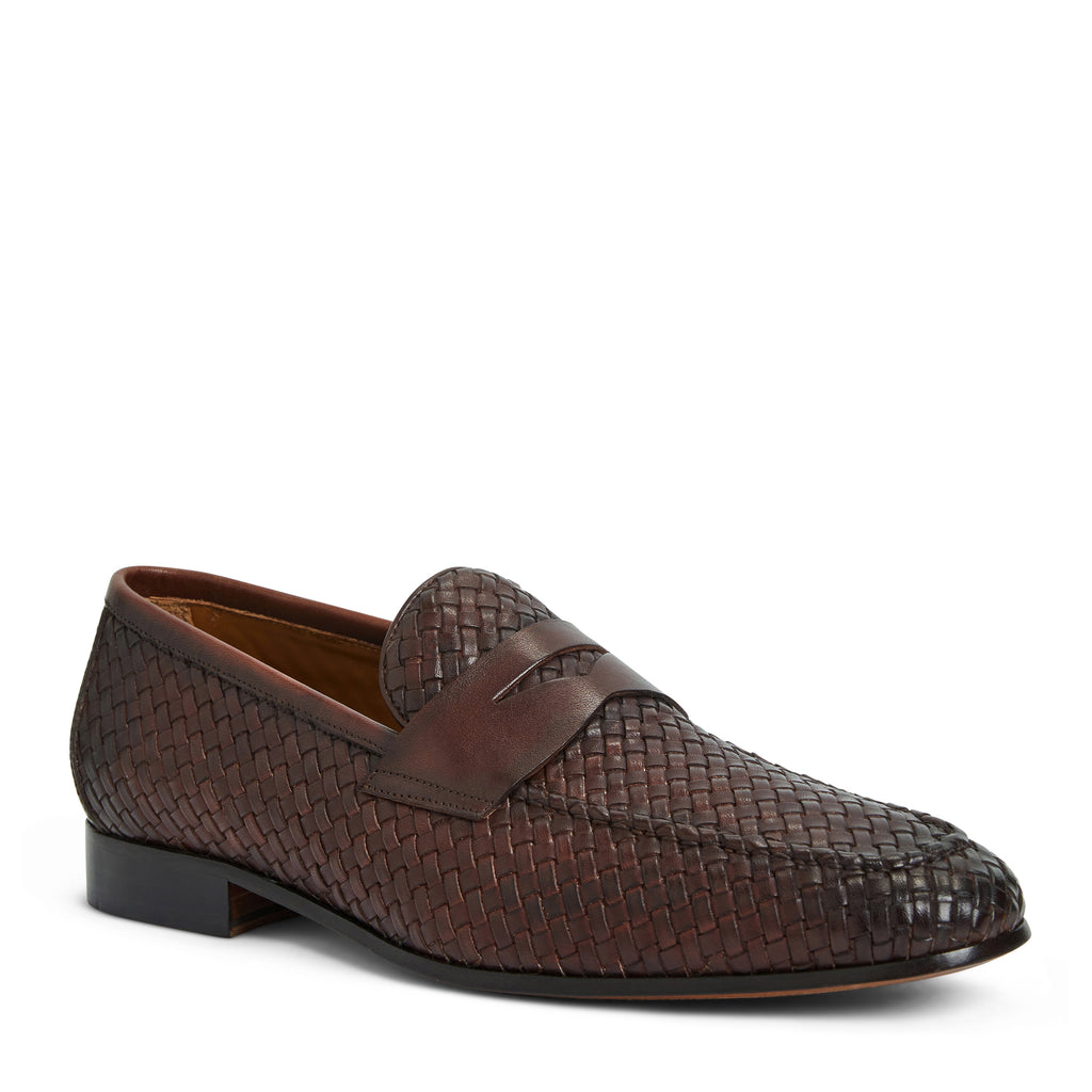 Manfredo Slip On Loafer Brown Woven Leather Bruno Magli