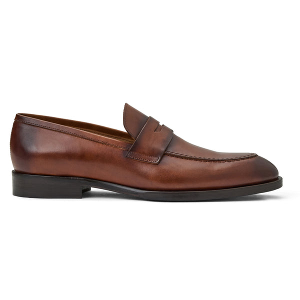 Payton Burnished Penny Loafer-Cognac