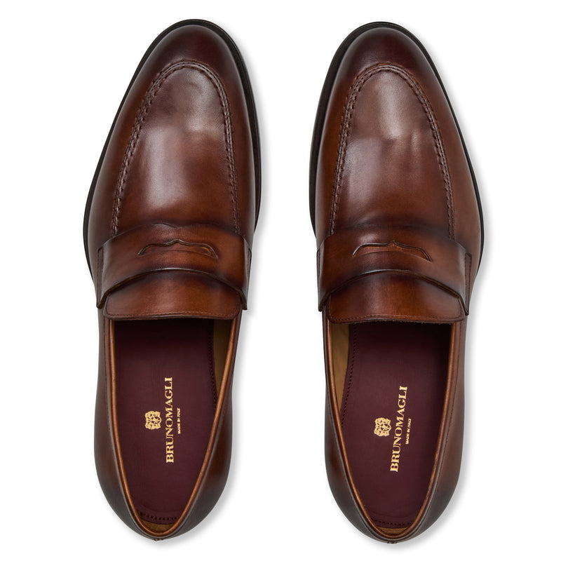 Payton Burnished Penny Loafer-Cognac