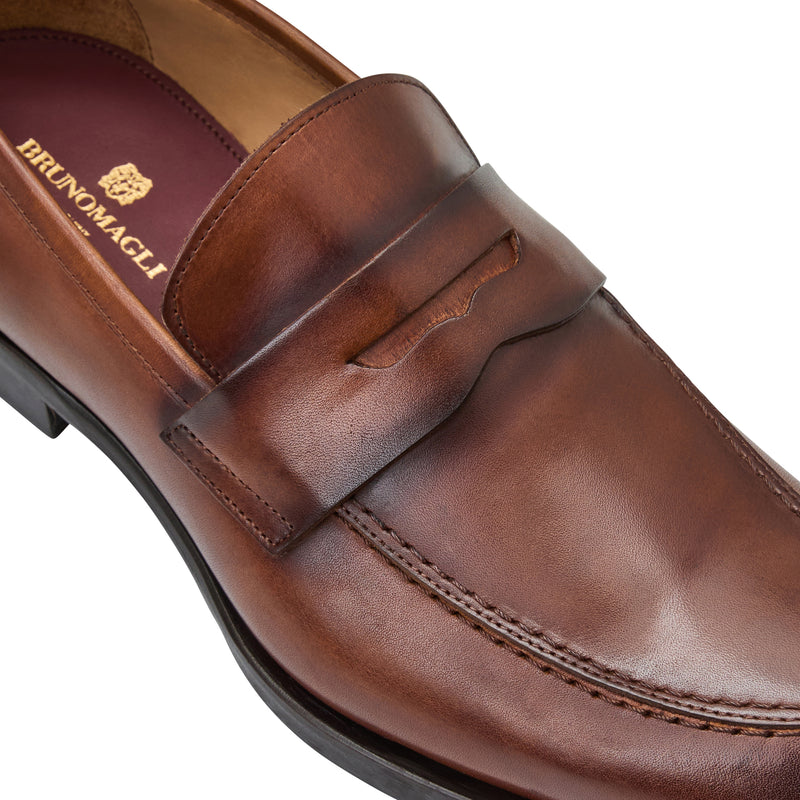 Payton Burnished Penny Loafer-Cognac