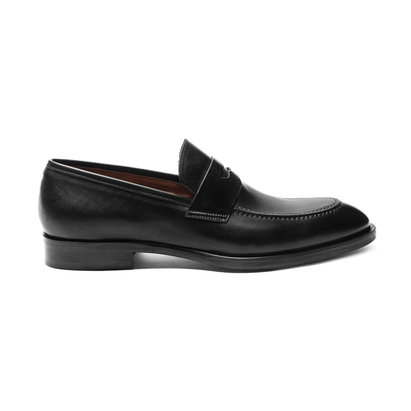 Payton Burnished Penny Loafer-Black