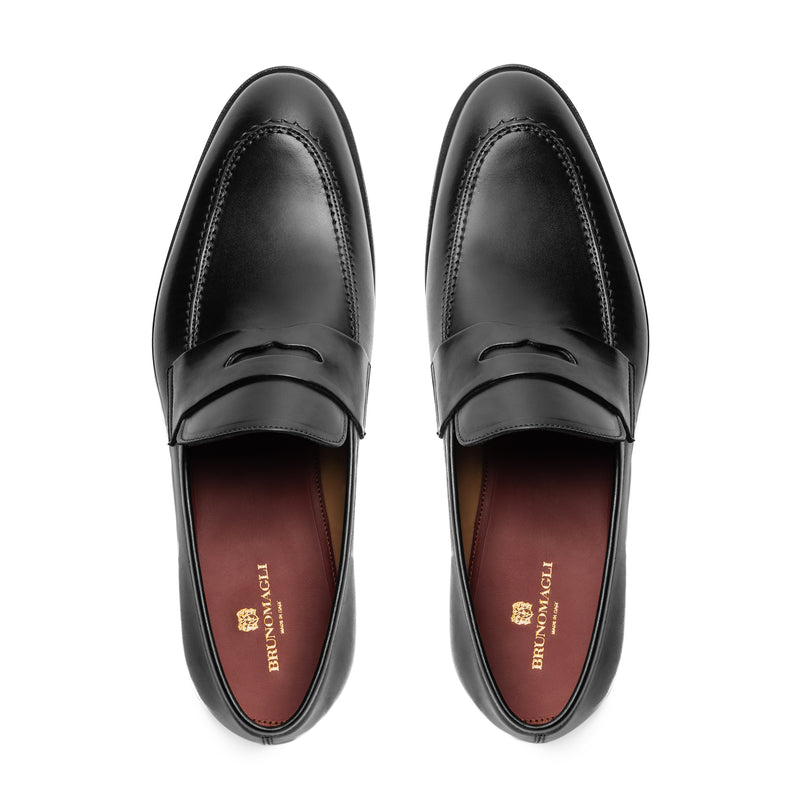 Payton Burnished Penny Loafer-Black