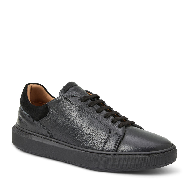 Salvatore Lace-To-Toe Leather Sneaker-Black/Black