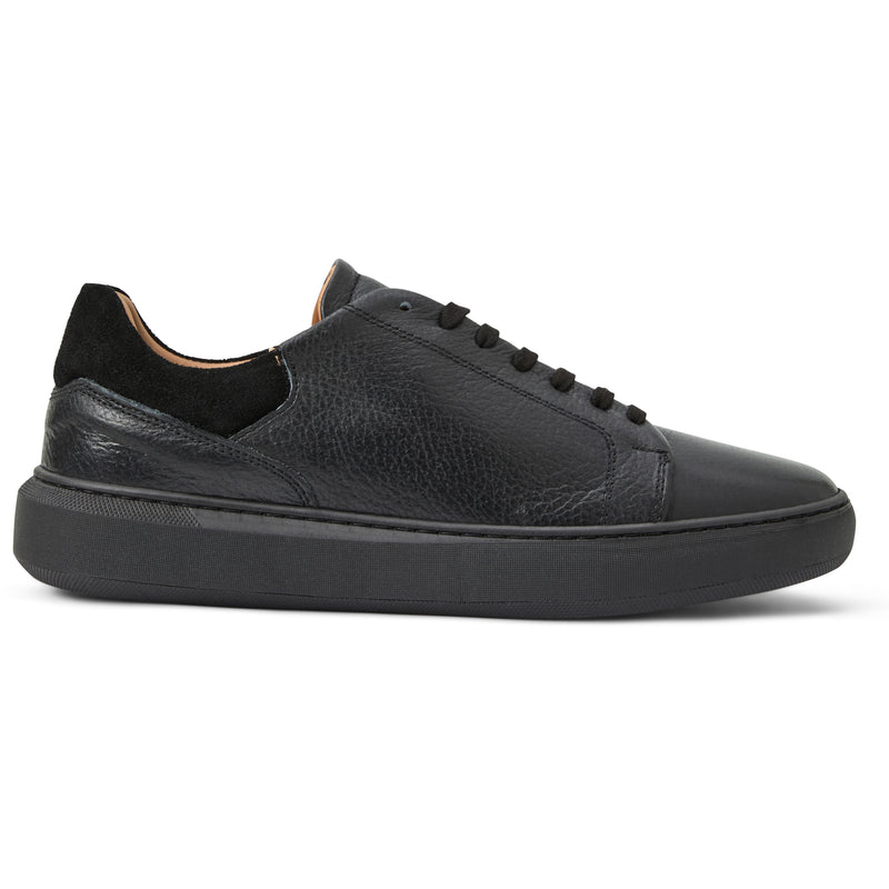 Salvatore Lace-To-Toe Leather Sneaker-Black/Black