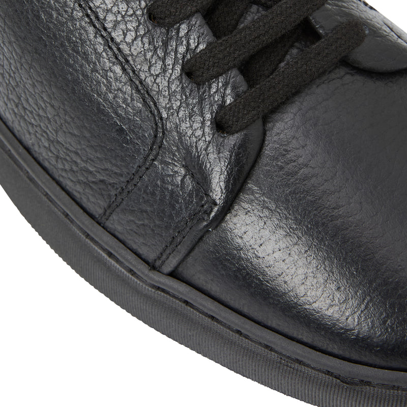 Salvatore Lace-To-Toe Leather Sneaker-Black/Black