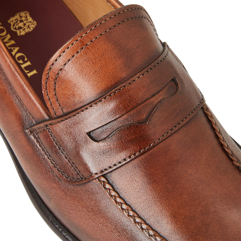 Arden Braided leather loafer-Cognac