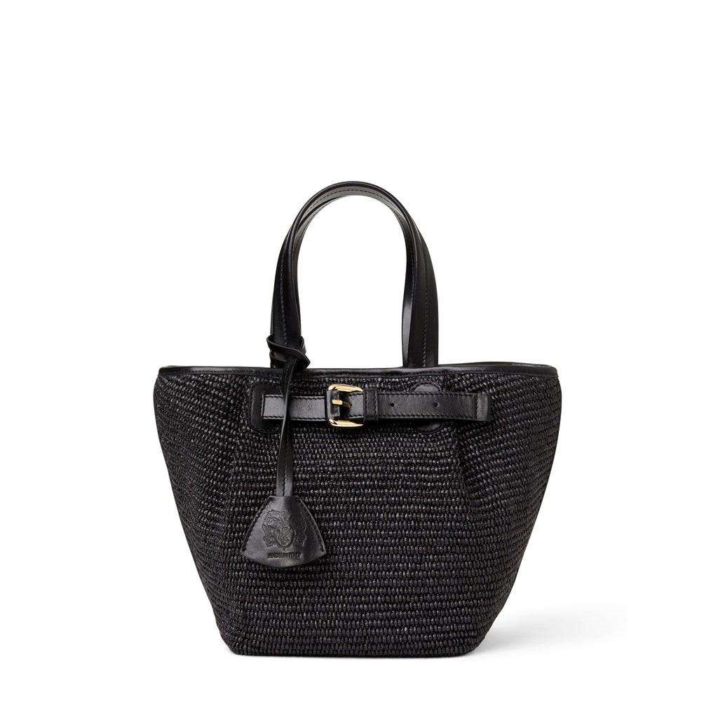 Tessa Mini Tote Black Raffia Bruno Magli