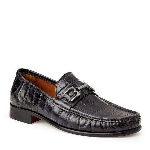 Trieste Classic Moccasin Black Croc Bruno Magli