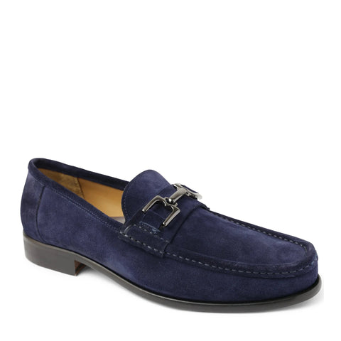 Trieste Classic Leather Moccasin Navy Suede Bruno Magli