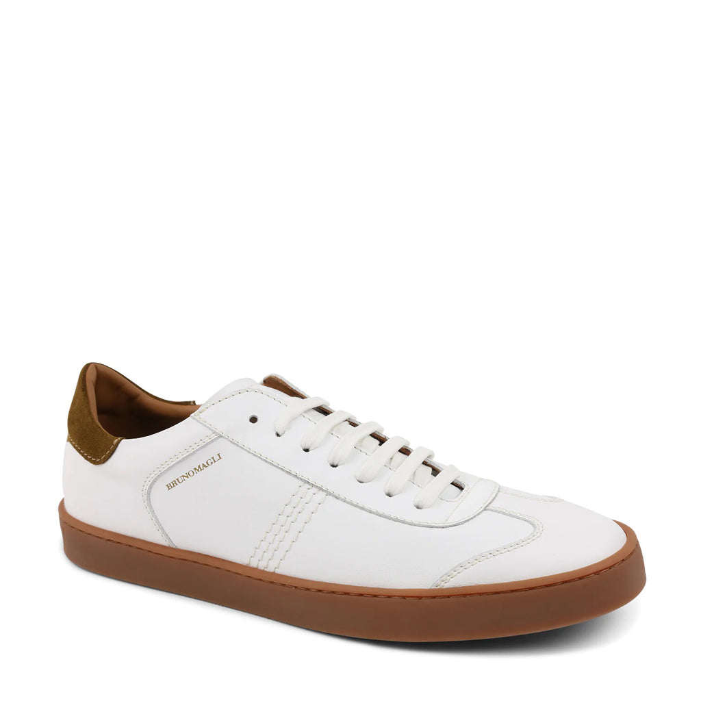 Bono Leather Lace Up Sneaker White Bruno Magli