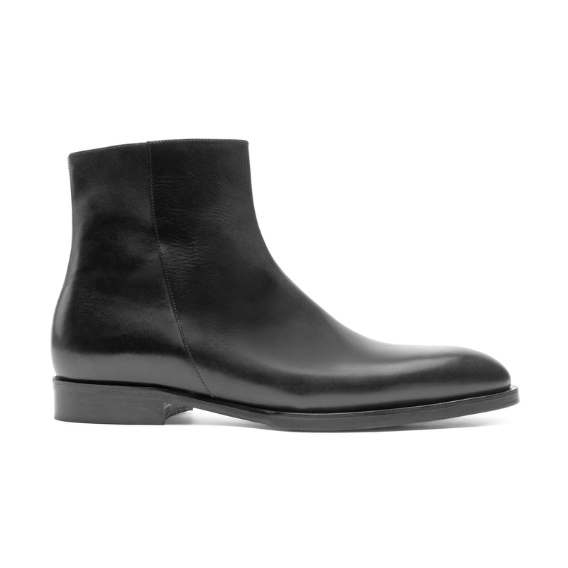 Calvin Side Zip Leather Boot-Black