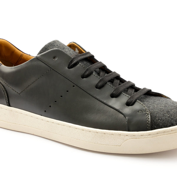 Dante Leather Lace Up Sneaker Dark Grey Wool Bruno Magli