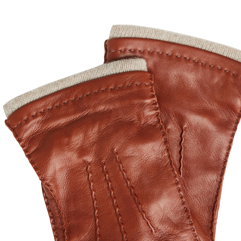 Men's Nappa Leather Gloves with Cashmere Cuff - Vicuna