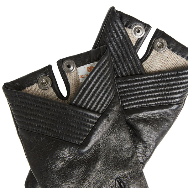 Women's Chevron Nappa Leather Gloves - Black