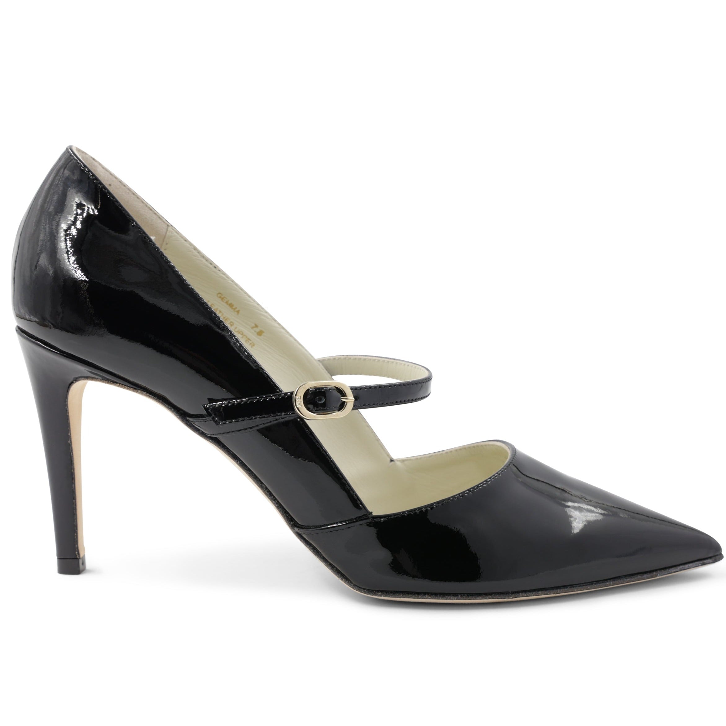 Gemma Mary-Jane Leather Pump - Black Patent – Bruno Magli