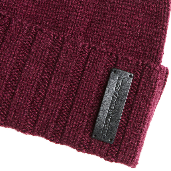 Men's Cashmere Rib Cuff Hat - Bordeaux