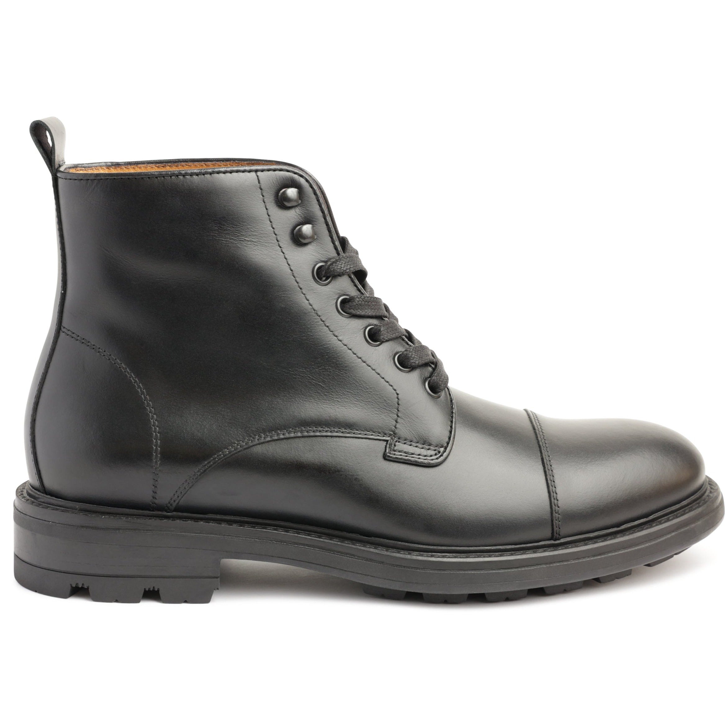 King Casual Cap-Toe Leather Boot - Black – Bruno Magli