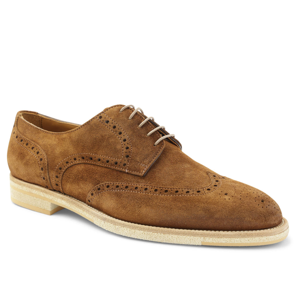 Milano Classic Wingtip Suede Oxford Cognac Bruno Magli