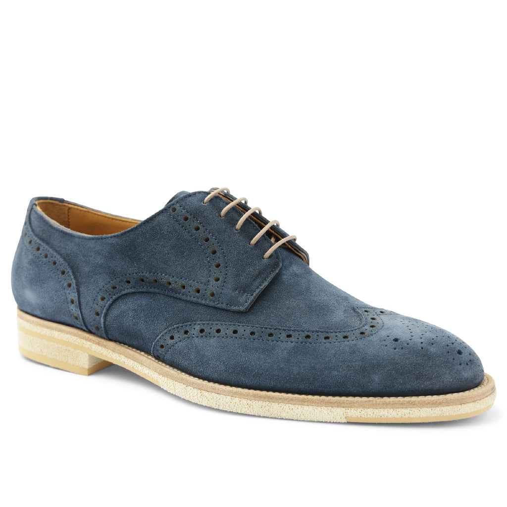 Milano Classic Wingtip Suede Oxford Navy Bruno Magli