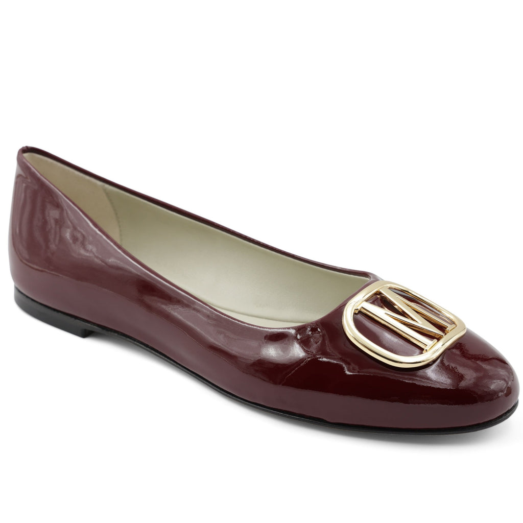 Mimi Signature Leather Ballet Flat Bordeaux Patent Bruno Magli