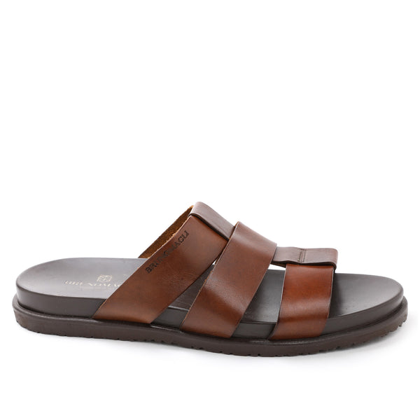 Empoli Leather Slide Sandal - Dark Brown