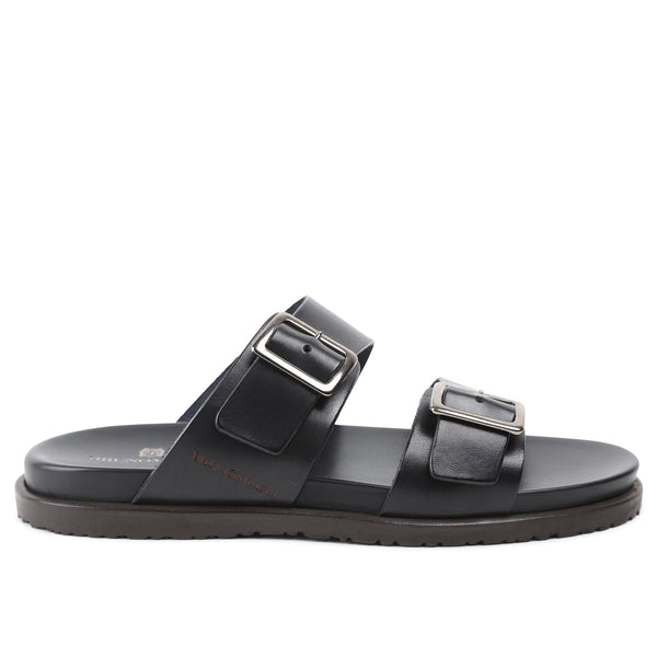 Erasmo Double-Buckle Sandal - Black